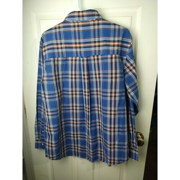 Chaps Men's Easy Care Cotton Long sleeve Button Down Shirt, Large, Blue Plaid - Picture 11 of 11